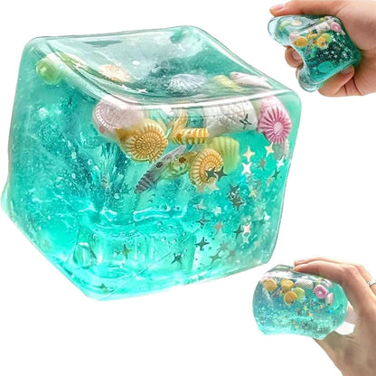 Squishy Stress Cube, Slow Rising Sensory Fidget Toys for Anxiety, Green | Soft Squishy Squeeze Toys with Shells, Calm Anxiety, Portable, Safe TPR Material, for Office, Home or Travel, 1.97Inch