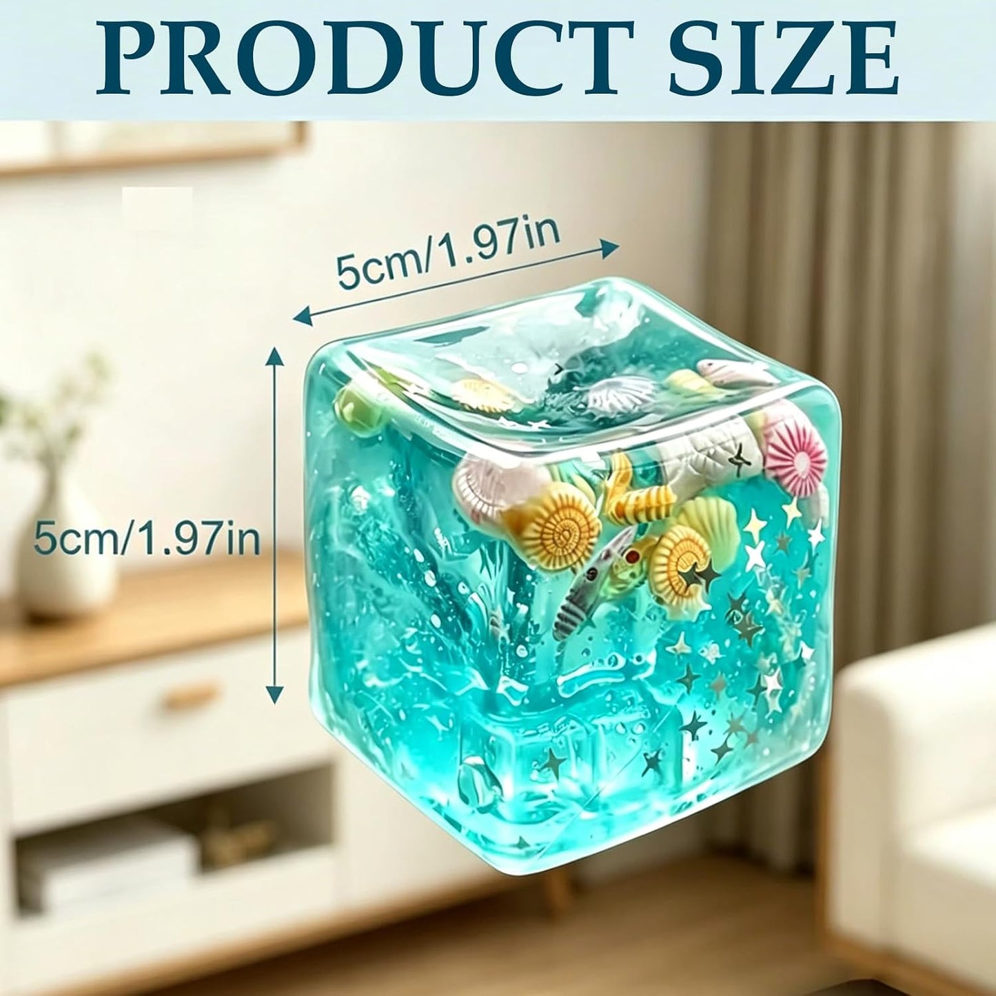 Squishy Stress Cube, Slow Rising Sensory Fidget Toys for Anxiety, Green | Soft Squishy Squeeze Toys with Shells, Calm Anxiety, Portable, Safe TPR Material, for Office, Home or Travel, 1.97Inch