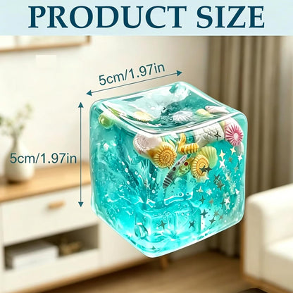 Squishy Stress Cube, Slow Rising Sensory Fidget Toys for Anxiety, Green | Soft Squishy Squeeze Toys with Shells, Calm Anxiety, Portable, Safe TPR Material, for Office, Home or Travel, 1.97Inch