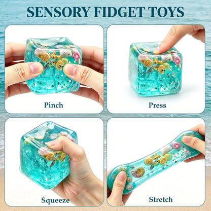 Squishy Stress Cube, Slow Rising Sensory Fidget Toys for Anxiety, Green | Soft Squishy Squeeze Toys with Shells, Calm Anxiety, Portable, Safe TPR Material, for Office, Home or Travel, 1.97Inch