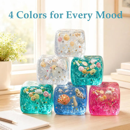 Squishy Stress Cube, Slow Rising Sensory Fidget Toys for Anxiety, Green | Soft Squishy Squeeze Toys with Shells, Calm Anxiety, Portable, Safe TPR Material, for Office, Home or Travel, 1.97Inch