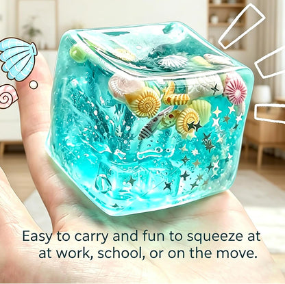 Squishy Stress Cube, Slow Rising Sensory Fidget Toys for Anxiety, Green | Soft Squishy Squeeze Toys with Shells, Calm Anxiety, Portable, Safe TPR Material, for Office, Home or Travel, 1.97Inch