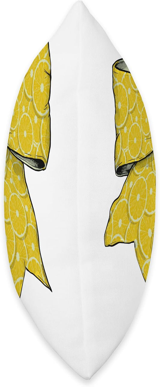 Lemon Slice Yellow Pattern Girl Coquette Bow Ribbon Throw Pillow