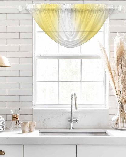Lemon Yellow Waterfall Valance Curtains Lemon Yellow Ombre Sheer Swag Valances for Window, Gradient Yellow and White Rod Pocket Elegant Valances for Bedroom, 38.5" x 47.21", 3 Panels