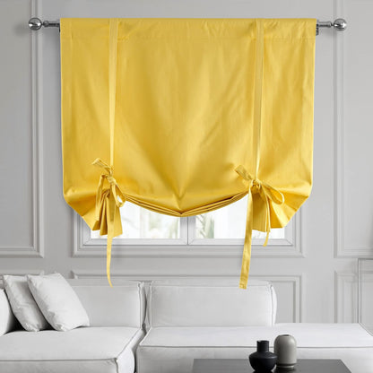HPD Half Price Drapes Solid Cotton Room Darkening Tie Up Curtains for Windows Roll Up Balloon Curtain for Living Room, Kitchen 46 X 63 (1 Panel), Mustard Yellow