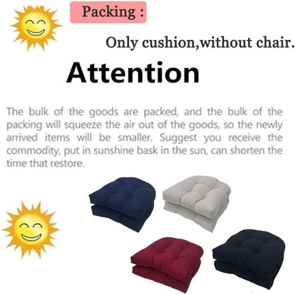 2 Pack Patio Chair Cushion 19x19x3 Inch Indoor & Outdoor Chair Cushions Waterproof Seat Cushion for Patio Furniture Tieless Anti-Slip Tufted Chair Cushion(Bright Yellow)