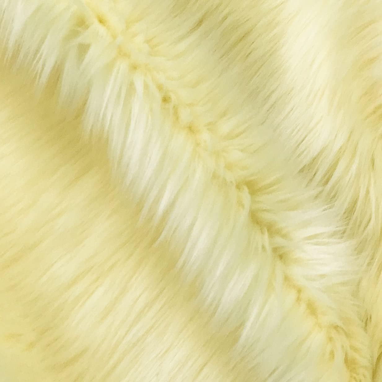 Bianna Pastel Banana Yellow Faux Fur Fabric, American Seller, Luxury Shag Shaggy Material for Crafting, Sewing, Costumes, Fursuits, Home Decor (12x12 inches)
