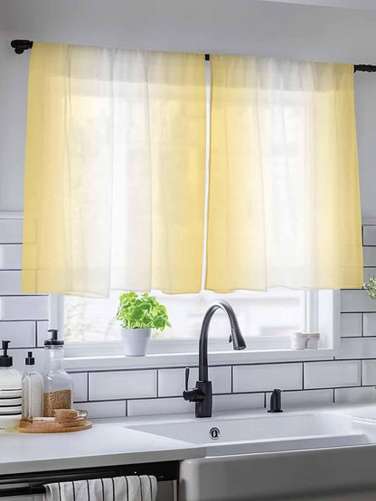 Yukro Ombre Sheer Curtains 45 inches Long for Living Room Bedroom 1 Panel Lemon Yellow and White Gradient Light Filtering Window Curtain Rod Pocket Sliding Door Curtains Voile Drapes 52Wx45L