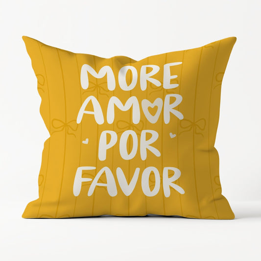 Modern Eclectic Yellow Pillow Covers 18x18 Double-Sided, Preppy Room Decor, More Amor Por Favor Minimalist Coquette Bow Throw Pillow Covers for Couch Bed Girls Bedroom Dorm Apartment Decor