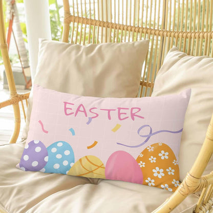 Easter Eggs Pillow Covers 16x24 Inch, Purple Blue Yellow Pink Eggs Light Orange Background Soft Brushed Throw Pillow Covers with Hidden Zipper Decorative Pillowcase for for Bedroom Sofa Couch