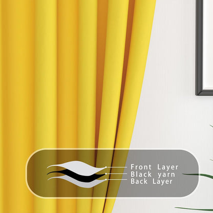 Yellow Valance Curtain Toppers 14 inches Long Kitchen Window Curtains Living Room Darkening Rod Pocket Triple Weave Bathroom Window Short Small Little Mini Curtain Valance Bedroom 1 Piece 90"x14"