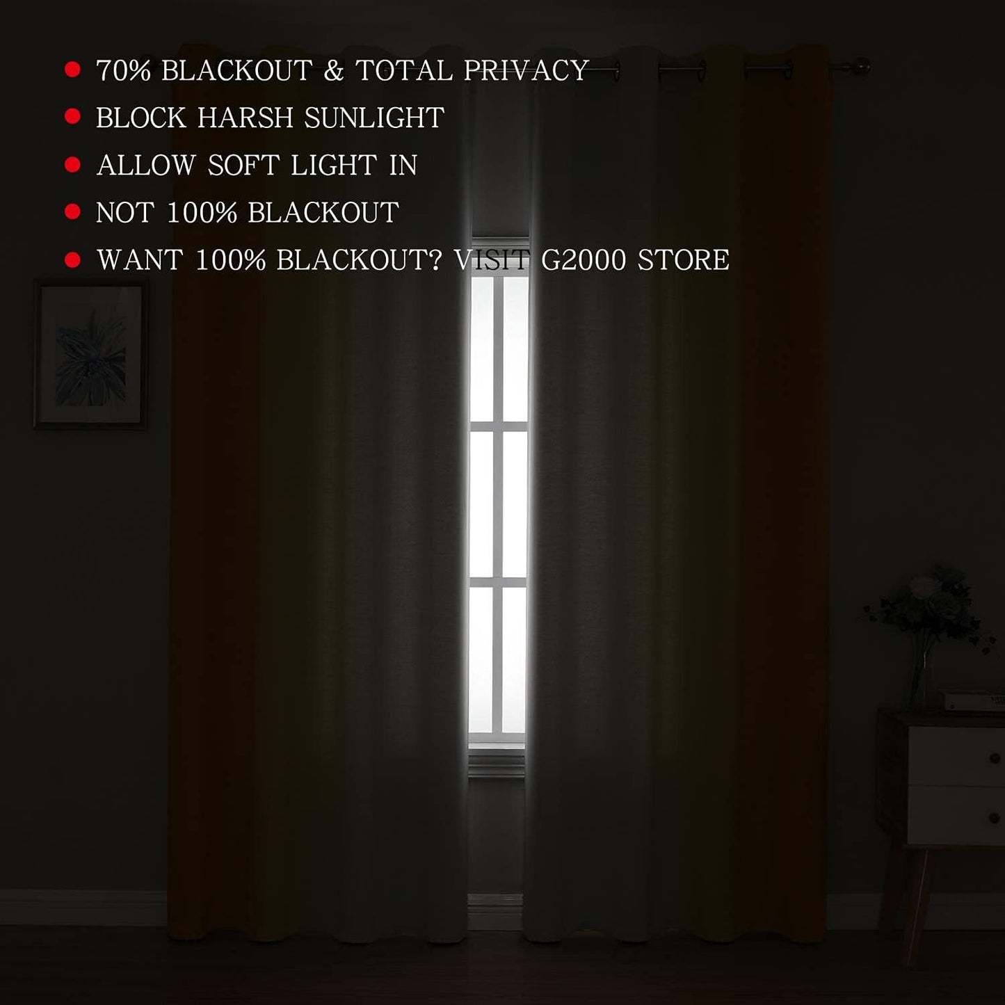 G2000 Blackout Curtains & Drapes for Bedroom Living Room 84 Inches Long Yellow and Greyish White Room Darkening Window Treatments Ombre Thermal Insulated Light Blocking Grommet Backdrop 2 Panels Set
