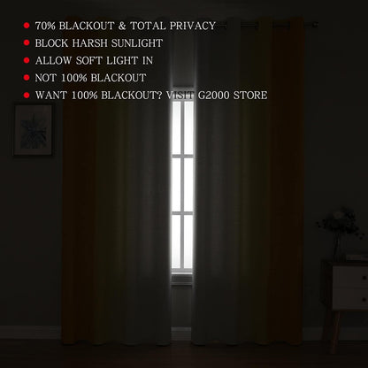 G2000 Blackout Curtains & Drapes for Bedroom Living Room 84 Inches Long Yellow and Greyish White Room Darkening Window Treatments Ombre Thermal Insulated Light Blocking Grommet Backdrop 2 Panels Set