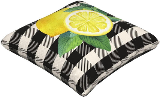 Lemons Buffalo Plaid Throw Pillow Covers Home Decor Watercolor Yellow Lemon Pillowcases Sets of 2 Vintage Country Cushion Covers Black Plaid Lemon Pillow Cases for Living Room Sofa 18x18