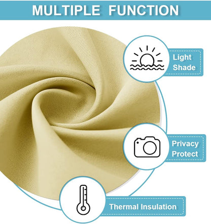 RYB HOME Blackout Curtains for Bedroom - Thermal Insulating Privacy Window Curtains for Kids Nursey Dining Bathroom Home Office Decor, Width 42 x Length 45 inches, Light Yellow, 2 Panels