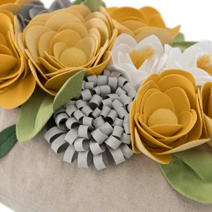 OiseauVoler Decorative 3D Flower Throw Pillow Covers 12x20 Inch Yellow | Accent Floral Pillowcases for Couch Bed Living Room Farmhouse Home Decor
