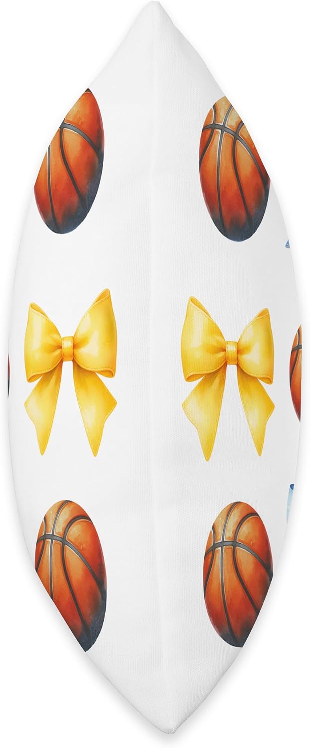 Basketballs & Bows for Girls Basketball Player Blue & Yellow Throw Pillow