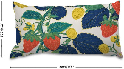 Chinoiserie Throw Pillow Case Summer Cherry Lemon Citrus Garden Rectangle Lumbar Pillow Case Traditional Decorative Pillow Home Cotton Linen 12x16 Boho Cushion Cover for Couch Sofa Car