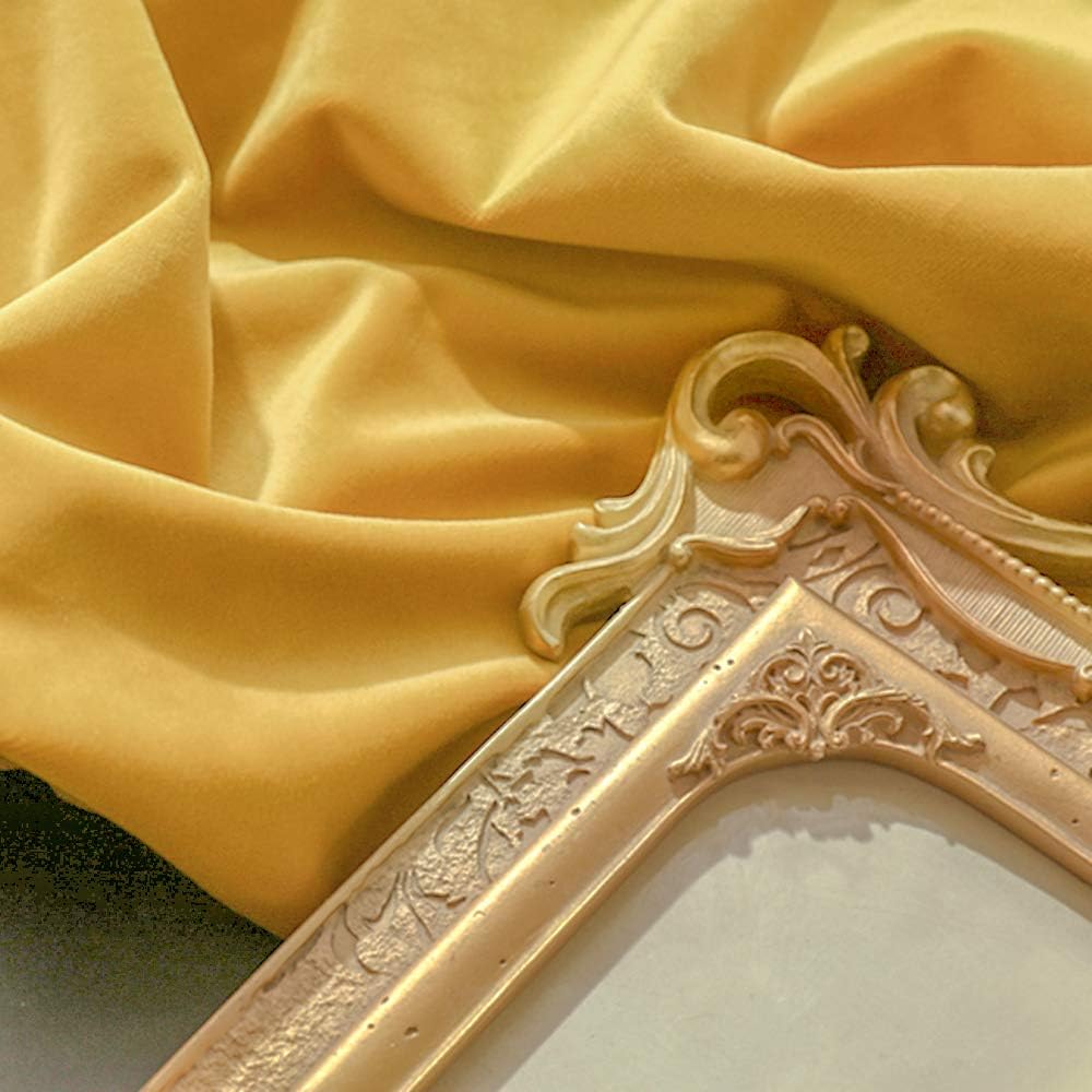 SINGINGLORY Velvet Curtains Yellow 52 x 96 Inch Blackout Grommet Window Curtains 2 Panels Set for Bedroom and Living Room (W52 xL96, Yellow)