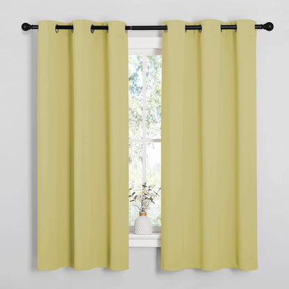 NICETOWN Paler Yellow Blackout Curtains for Bedroom (1 Pair, 42 x 63 inches), Farmhouse Thermal Insulated Room Darkening Drapes for Windows