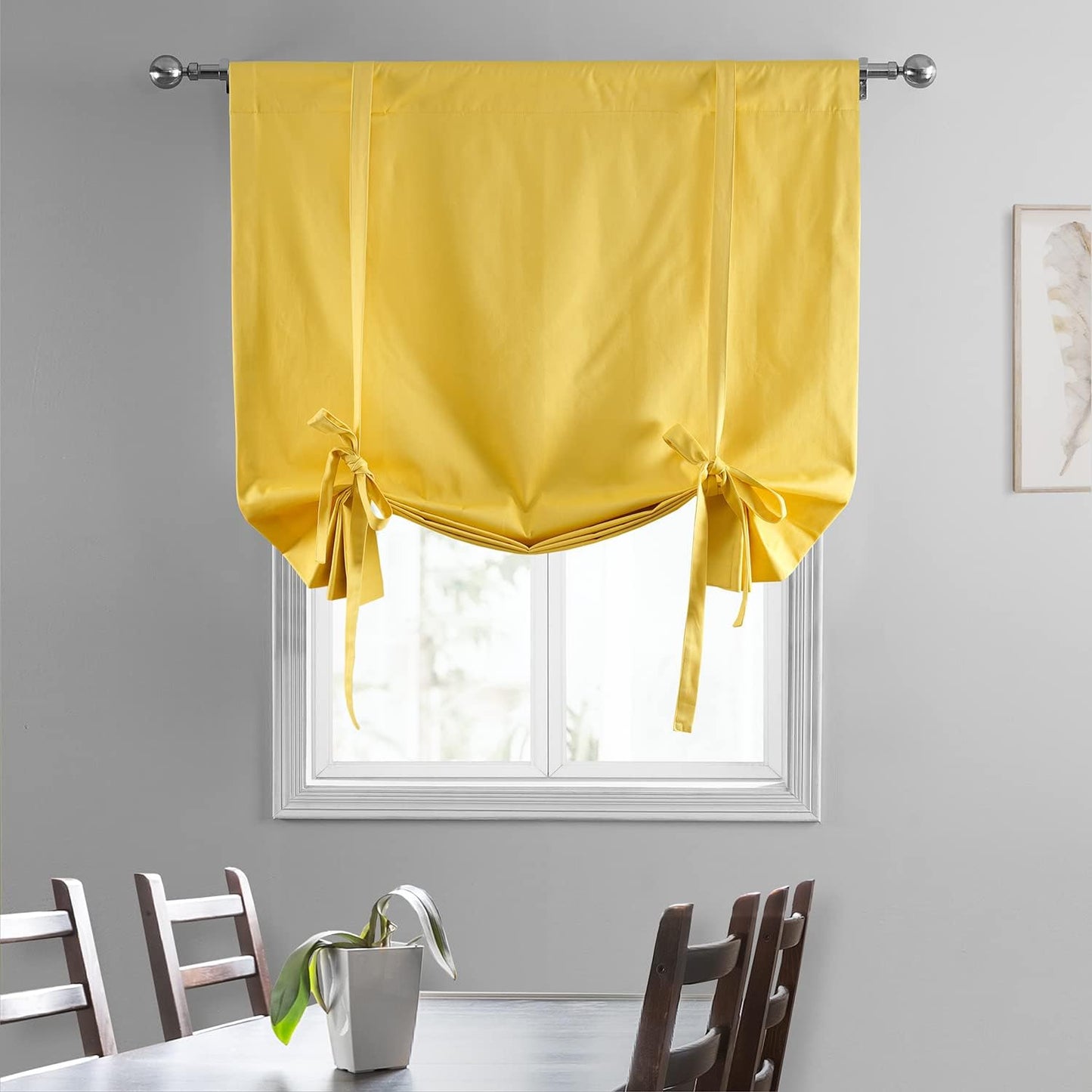 HPD Half Price Drapes Solid Cotton Room Darkening Tie Up Curtains for Windows Roll Up Balloon Curtain for Living Room, Kitchen 46 X 63 (1 Panel), Mustard Yellow