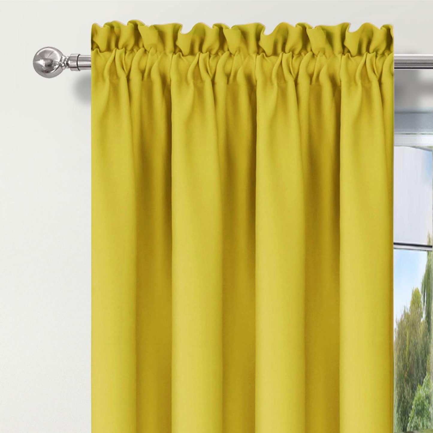 Valance for Windows Rod Pocket Yellow Valance Light Reducing Valance Curtains 1 piece, 52" W x 18" L