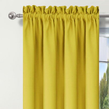 Valance for Windows Rod Pocket Yellow Valance Light Reducing Valance Curtains 1 piece, 52" W x 18" L