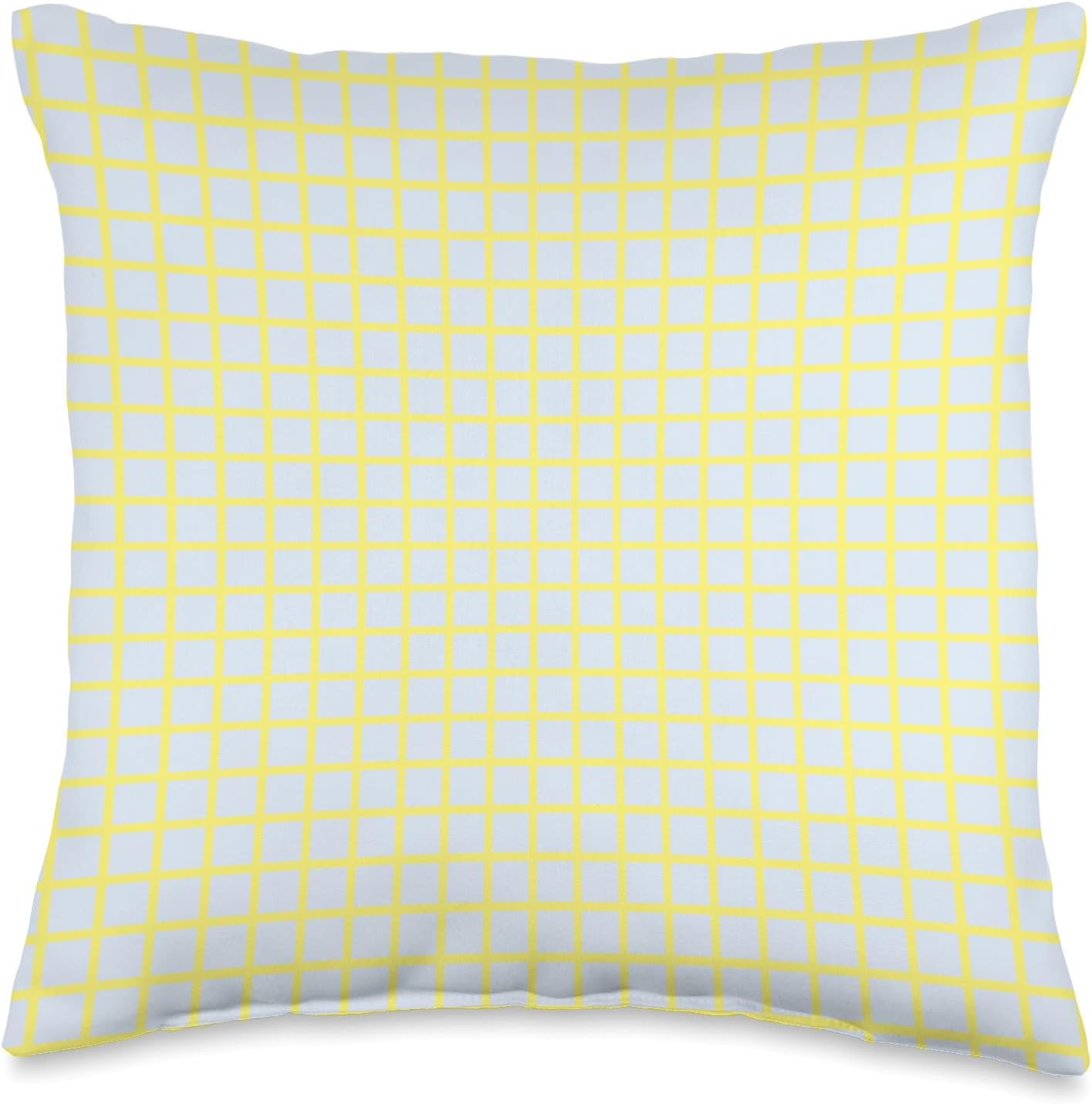 Light Blue and Yellow Check Pattern Throw Pillow