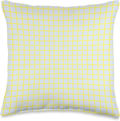 Light Blue and Yellow Check Pattern Throw Pillow