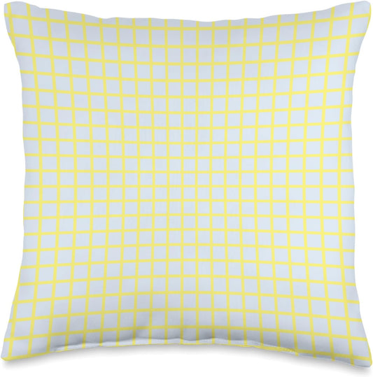 Light Blue and Yellow Check Pattern Throw Pillow