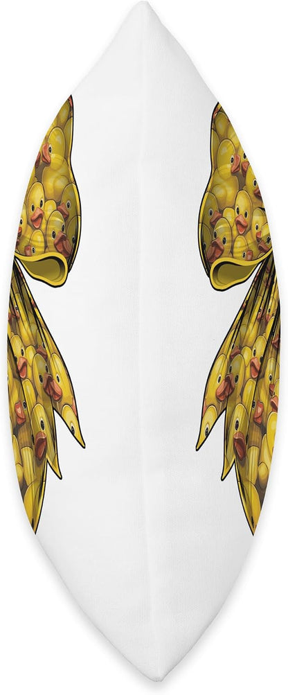 Coquette Bow Cute Yellow Rubber Duck Duck Lover Pattern Throw Pillow