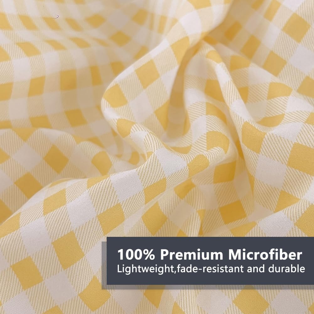 NSNLGSGC King Size Comforter Set, Yellow Gingham Bedding Comforter Sets, Yellow Grid Bed Comforter 3 Pieces (1 Comforter, 2 Pillowcases)