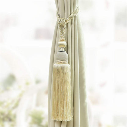 Selling Wonderful Curtain Holdbacks Curtains Tiebacks Home Decorative Braided Buckle Fastener Accessories Window Drapery Ball Tassels Tiebacks, Set of 2 (Light Yellow)