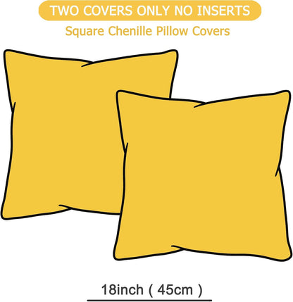 GAWAMAY Decorative Throw Pillow Covers 18x18 Inch Set of 2 for Living Room Couch Bed Sofa, Farmhouse Square Cushion Cover Soft Striped Corduroy Pillow Cases Boho Accent Home Decor (45x45cm) Yellow