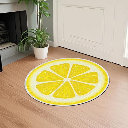 Lemon Bath Rug,Fresh Fruit Design Round Carpet Non-Slip Floor Mat,Soft Absorbent Shaped Area Rugs,Doormats Decor for Women Adults Bathroom Bedroom Bathtub,Summer Ideal Gifts,31.89x31.89in