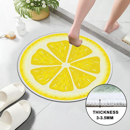 Lemon Bath Rug,Fresh Fruit Design Round Carpet Non-Slip Floor Mat,Soft Absorbent Shaped Area Rugs,Doormats Decor for Women Adults Bathroom Bedroom Bathtub,Summer Ideal Gifts,31.89x31.89in