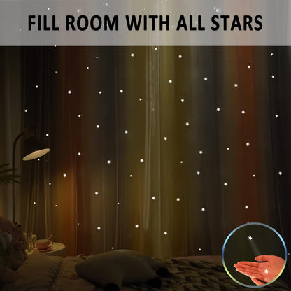 Christmas Rainbow Star Cutout Curtain for Bedroom - Double Layer Grommet Curtains Star Hollowed Curtain Rainbow Stripe Princess Curtains with Tie Backs Yellow/Grey 52W x 84L 2 Panels
