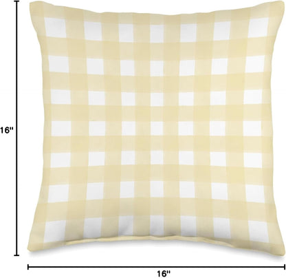 Light Yellow Gingham Check Throw Pillow