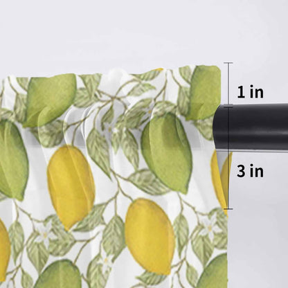 Sheer Window Valance Lemon Leaves Semi Voile Short Curtain Rod Pocket Flower Floral Bouquet Valances Window Treatment for Bedroom Living Room Kitchen 54x18in