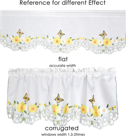 Molaxhome Beautiful Dazzling Embroidered Window Valance,Rod Pocket Valance and Tiers for Home Decor (Yellow, W52x18L)