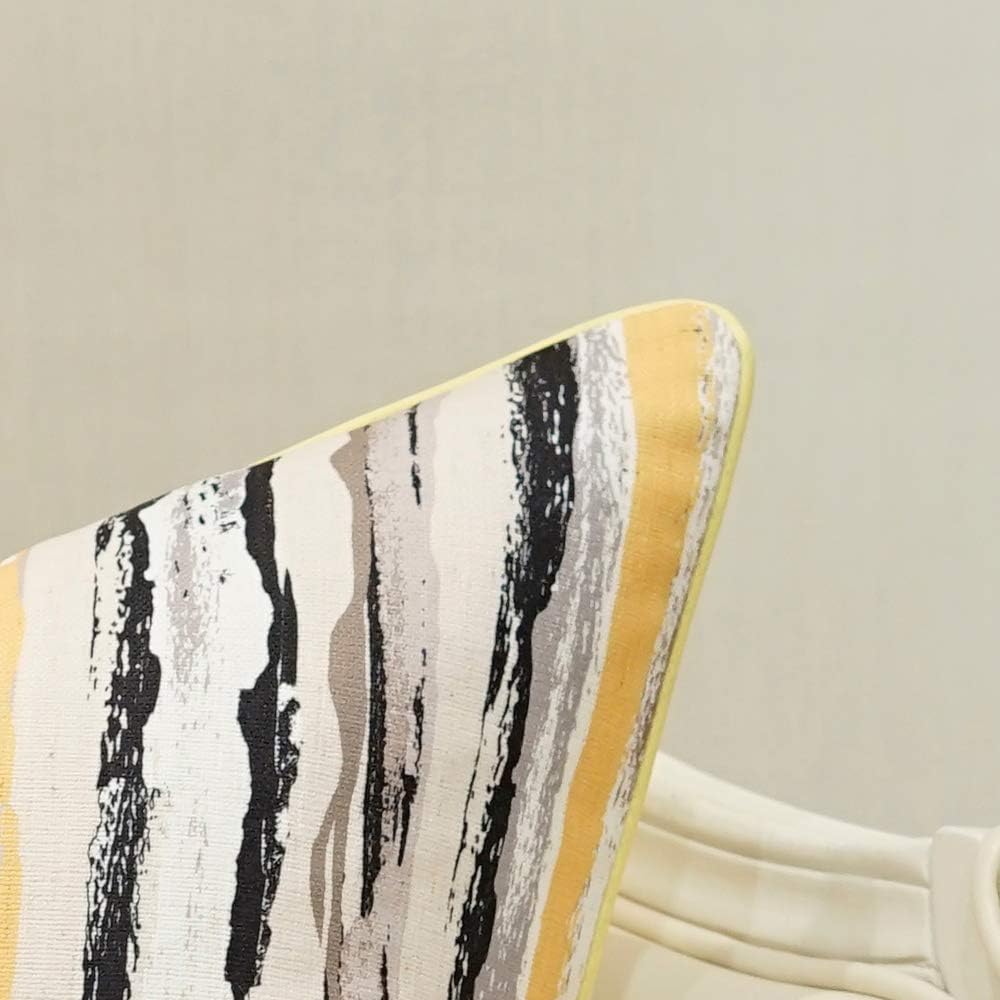 Avigers Square Cushion Covers High Precision Jacquard Modern Yellow White Black Gray Striped Patchwork Throw Pillow Case Shell for Couch Sofa Home Decoration 18 X 18 Inches