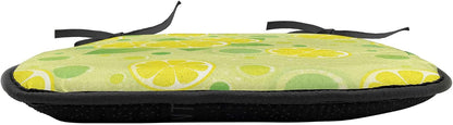 Lunarable Vintage Chair Seating Cushion, Lemon Lime Pattern in Retro Vintage Style Citrus Fruit Circles Natural Image, Anti-Slip Seat Padding for Kitchen & Patio, 16"x16", Yellow Green