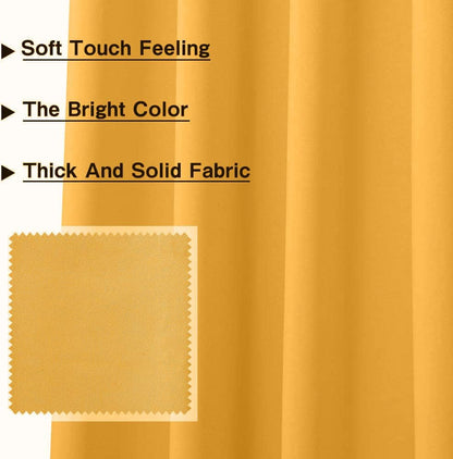 MYSKY HOME Yellow Blackout Curtain for Living Room Bedroom Curtain 84 Inches Long Grommet Room Darkening Window Curtains Thermal Insulated Single Panel Curtains 52 x 84 Inch, Mustard Yellow