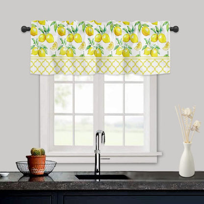 LeLehome Moroccan Window Curtain Valance 1 Panel, 54 X 18 Inch Window Treatment Summer Home Decor Linen with Rod Pocket for Cafe Kitchen Bedroom, Yellow Lemon