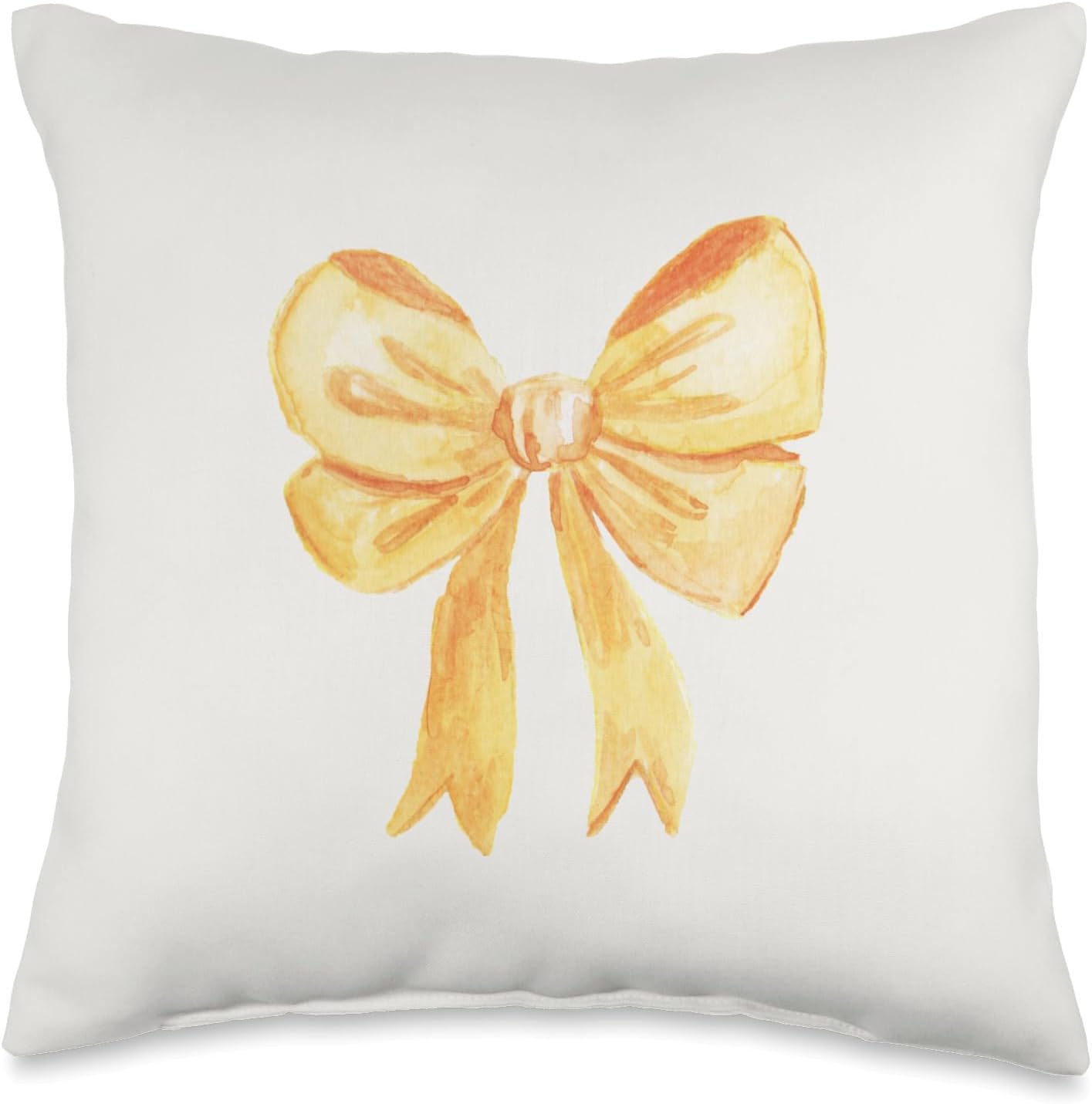 Coquette Aesthetic Yellow Bow Girly Throw Pillow
