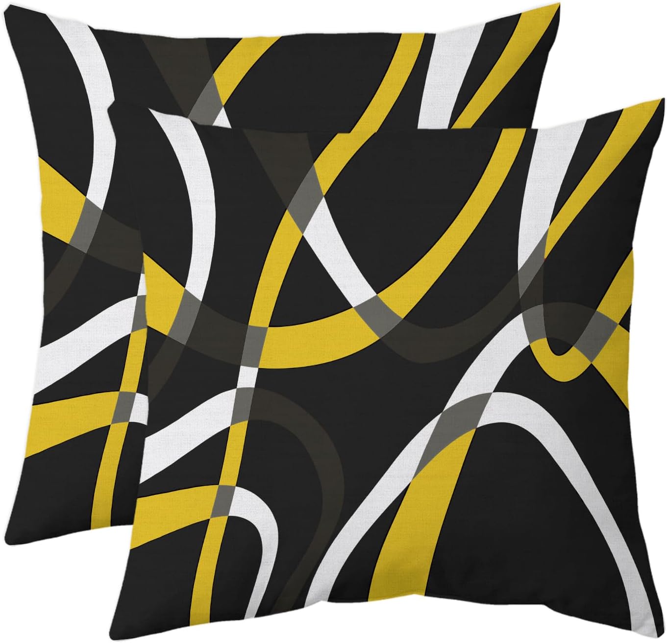 weesire Black and Yellow Throw Pillow Covers Set of 2 Modern Stripe Cushion Covers for Living Room Sofa Accent Home Decor Abstract Art Decorative Pillowcases Outdoor Pillows Covers 20"x20"