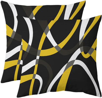 weesire Black and Yellow Throw Pillow Covers Set of 2 Modern Stripe Cushion Covers for Living Room Sofa Accent Home Decor Abstract Art Decorative Pillowcases Outdoor Pillows Covers 20"x20"
