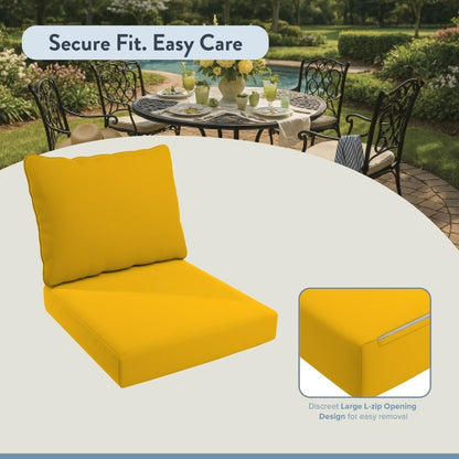 California Umbrella Outdoor Deep Seat, Patio Seat Cushion, 24 x 48 Inch, Premium Outdoor Memory Foam, Fade Resistant, Solstice Olefin Fabric, Lemon