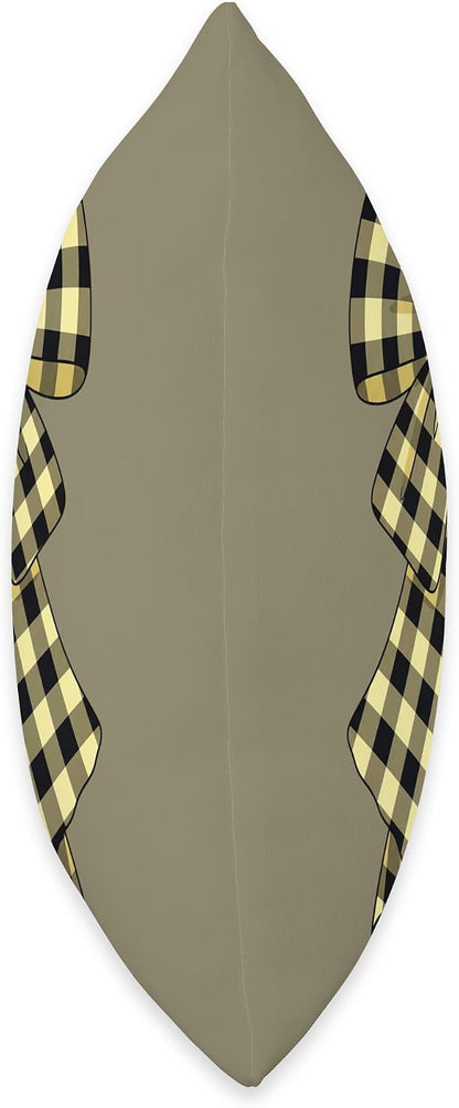 Coquette Big Bow Vanilla Yellow and Black Gingham Plaid Throw Pillow