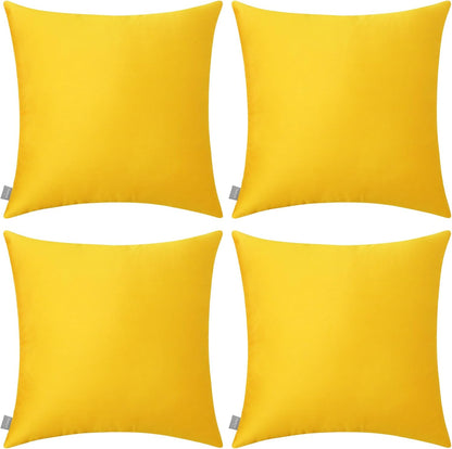 Thmyo 4-Pack 100% Cotton Comfortable Solid Decorative Throw Pillow Cases Square Cushion Covers Sublimation Blank DIY Throw Pillowcase (Only Pillow Covers No Inserts)(18x18 inch/45x45cm,Yellow)